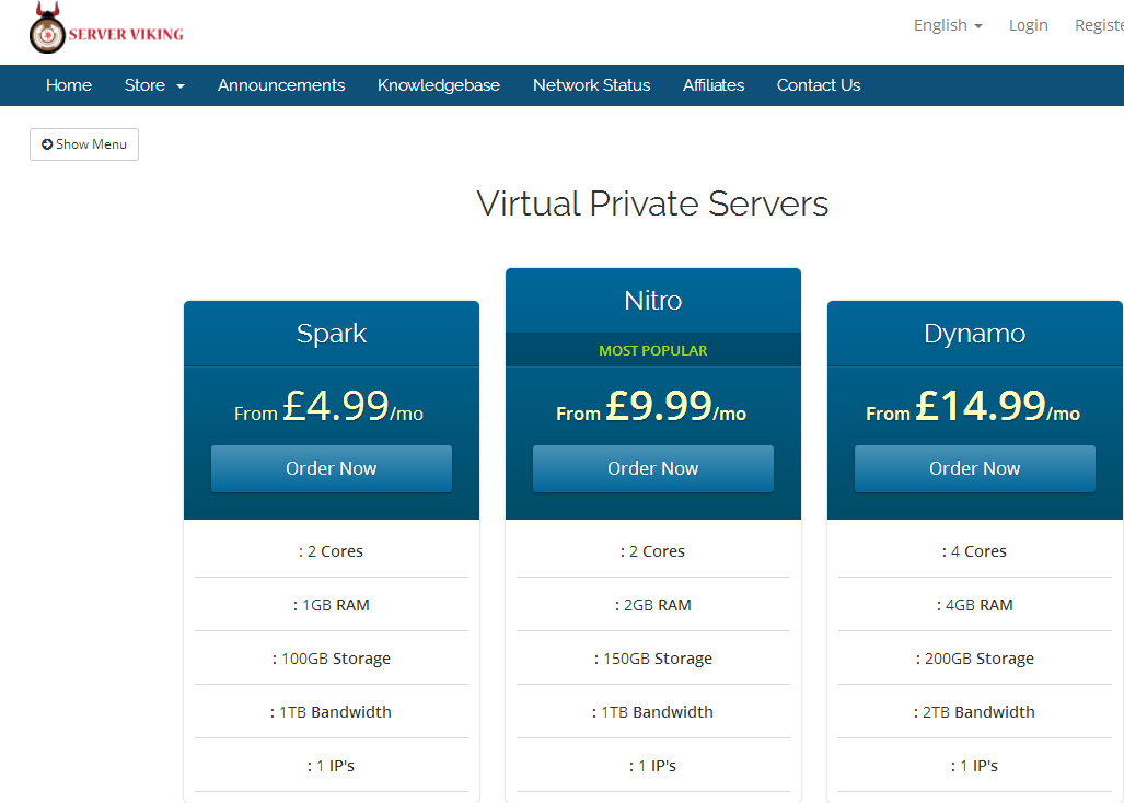 ServerViking英国2核2G/200G大硬盘/1Gbps/2TB/KVM/5镑/月