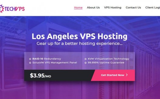 Techvps – 黑五 洛杉矶KVM 免费WIN 最低$29/年  支付宝