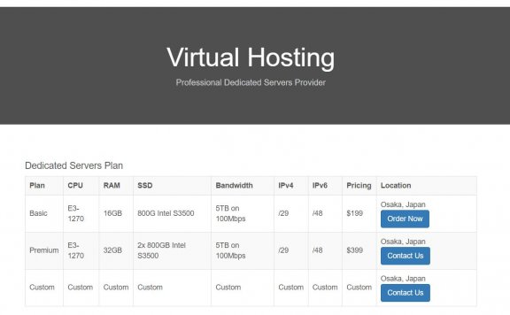 VH.NET – 独立服务器 E3-1270 16G 800G 5T 100M 日本