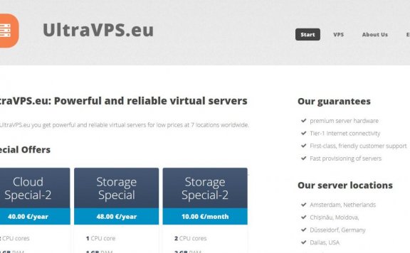 UltraVPS.eu – 德国主机商 KVM 40欧/年 7机房可选