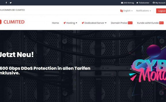 CLimited – 黑五 德国KVM 5折促销 不限流量 1C/1G/30G  €18/年起